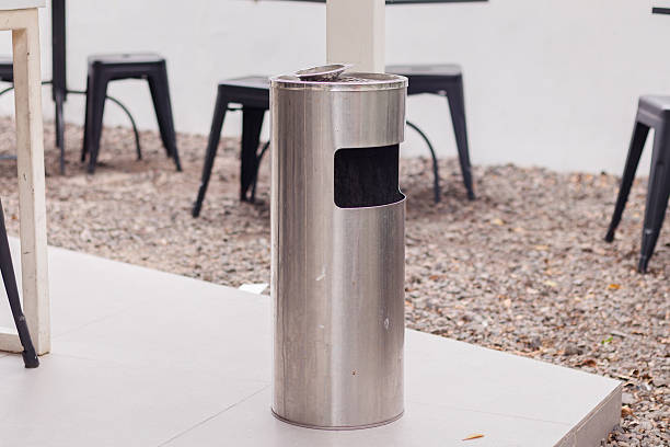 istock A trash can with cigarette ash holder in an outdoor cafe 2246925511