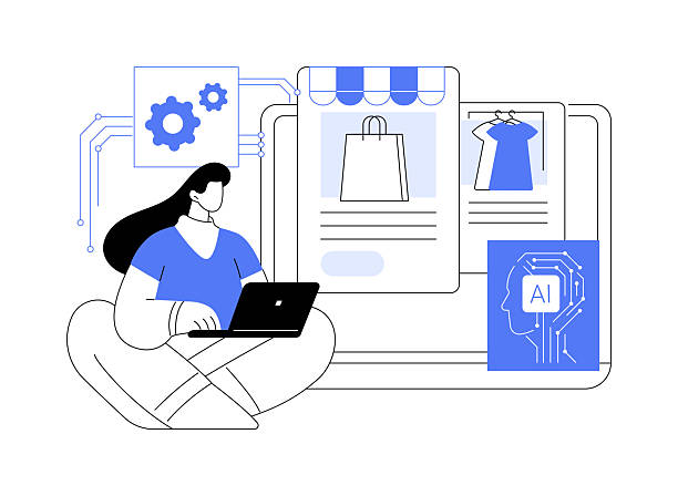 AI-Powered E-commerce Personalization abstract concept vector illustration. AI-Powered E-commerce Personalization abstract concept vector illustration. AI personalizing ecommerce experiences, customer satisfaction, ecommerce tools, personalized shopping abstract metaphor. ai personalization stock illustrations