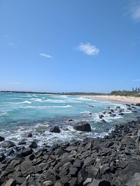 istock Rocky Beach with Turquoise Waves and Blue Sky 2246926597