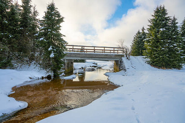 istock Bridge over mountain creek in wintertime 2246931730