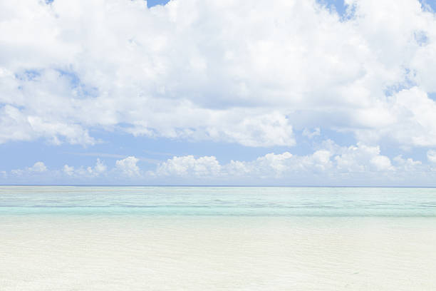 Quiet tropical beach with crystal clear water, Guam island,