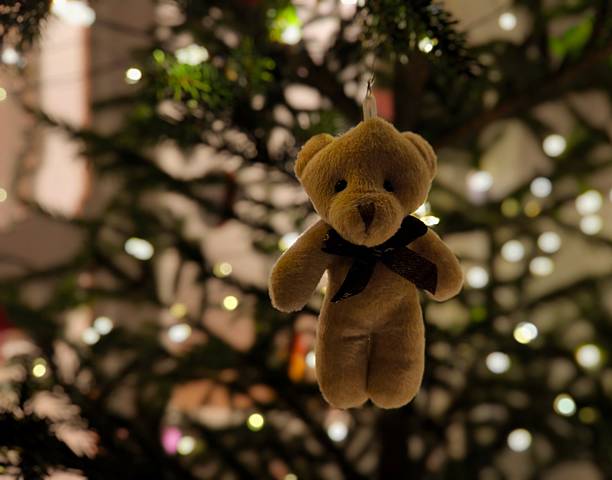 winter landscape with christmas tree and polar bears