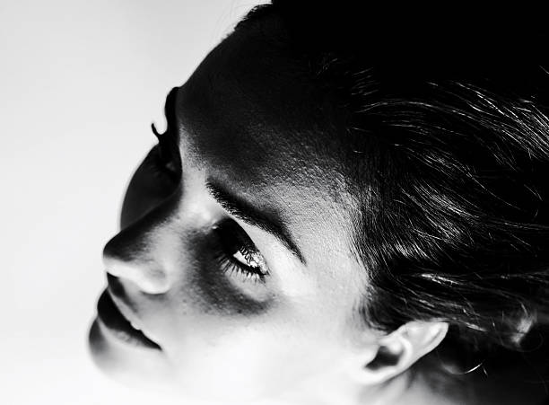 istock Sculptural Black-and-White Portrait with Modern Lighting. 2246941402
