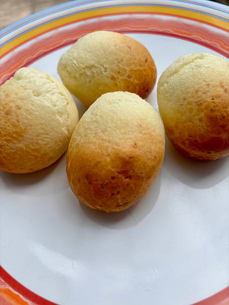 istock Pandebono Cheese Bread – Naturally Gluten Free Balls on Patterned Plate 2246941779
