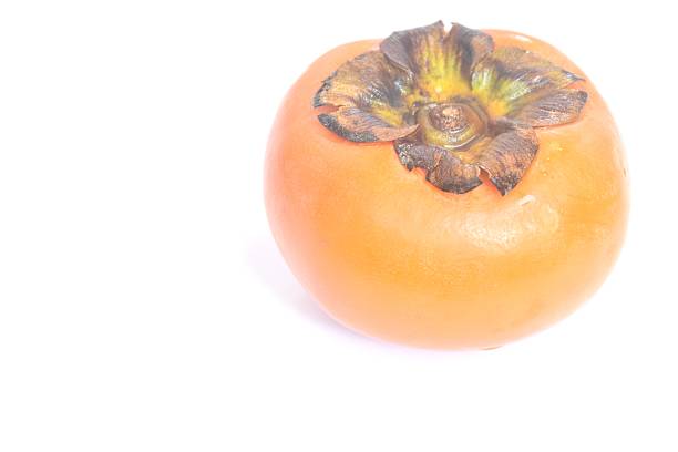 fresh orange persimmon or Kaki in Janpanese arranging isolated on white background