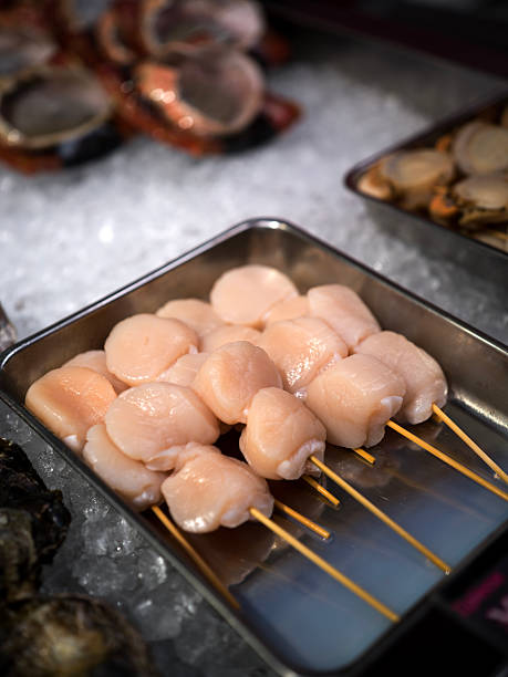 Fresh Scallops on Skewers over Crushed Ice