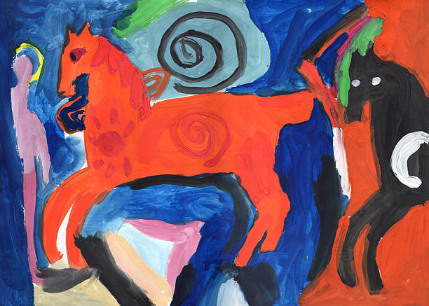 istock Fantasy horse on fairy tale background. Hand drawn Gouache painting 2246946459