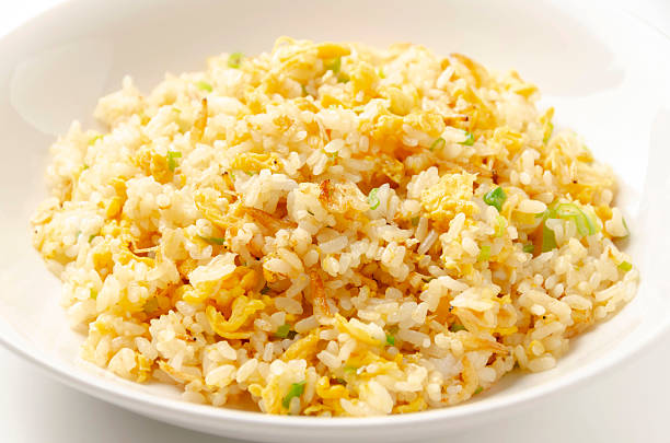 istock Egg and Dried Shrimp Fried Rice on White Background 2246946555