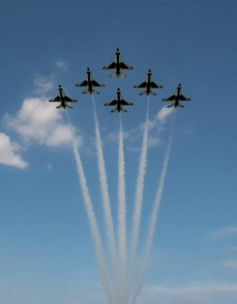 United States Air Force Thunderbirds demonstration team flying the F-16 Fighting Falcon in formation