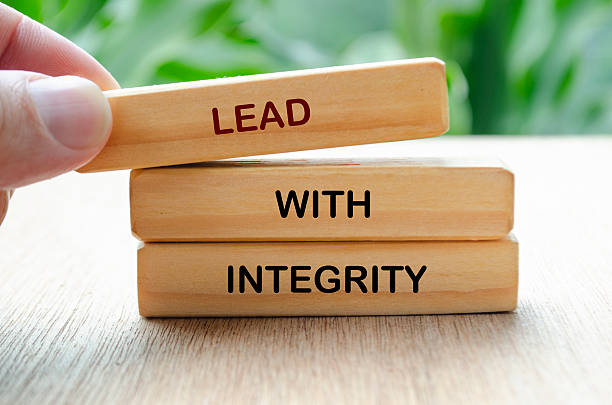 istock Lead with integrity text on wooden blocks. Leadership concept. 2246951329