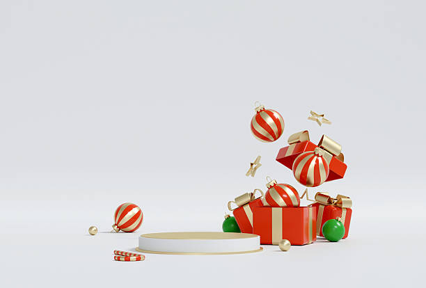 istock Bright 3D Christmas Gifts Exploding and Floating; Minimalist Holiday Scene with Copy Space on Clean White Background. 2246958874