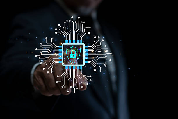 istock Businessman touching cyber protection data security internet privacy, Internet and technology concept on virtual screen. Online safety, and advanced technology for secure systems 2246960544