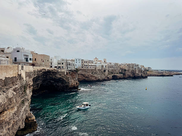 An incredible sea view seen from the historic center of Polignano a mare on a sunny summer day
