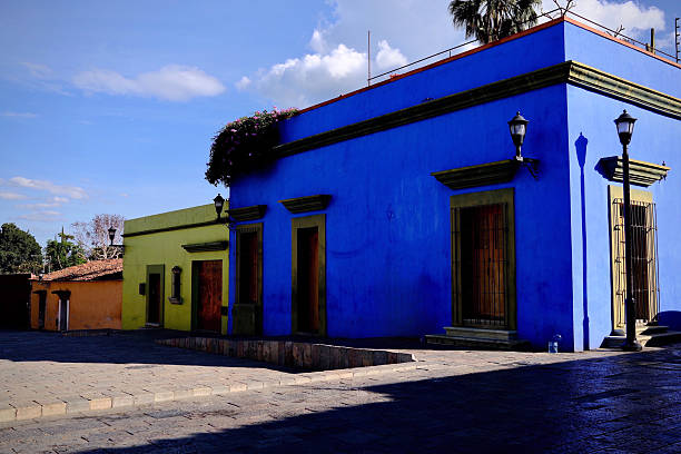 istock Blue and Yellow Buildings in Sunlight (Oaxaca de Juarez, Mexico) 2246980149