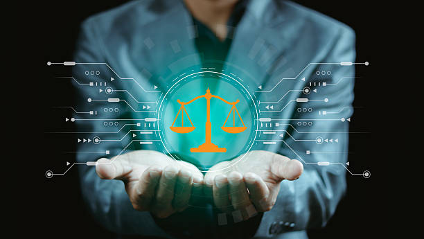 istock Justice and laws concept. AI ethics or AI law, developing AI codes of ethics. Compliance, regulation, standard and business policy. businessman touching law technology symbol on virtual screen. 2246990416