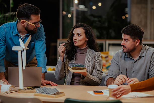 istock Business people brainstorming renewable energy solutions with models 2246991841