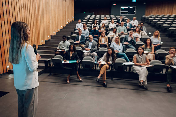 istock Speaker leading business presentation at conference 2247002697