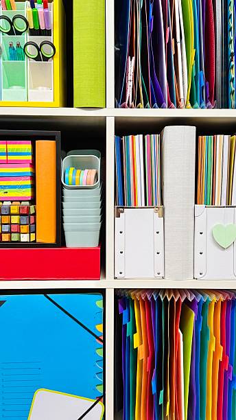 istock Home office storage room, shelves close up 2247008397