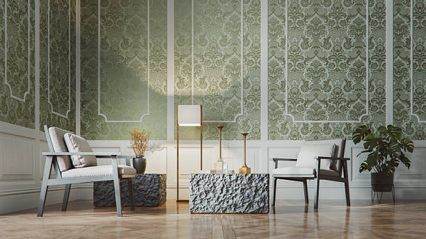 Classic living room architecture. 3D generated image.