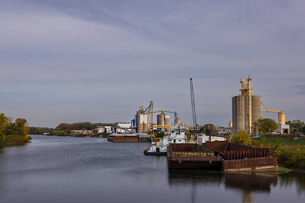 istock Mississippi River Barges At A Grain Loading Dock 2247034630