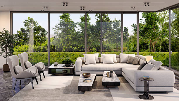 istock Large luxury modern bright interiors Living room mockup illustration 3D rendering image 2247035030