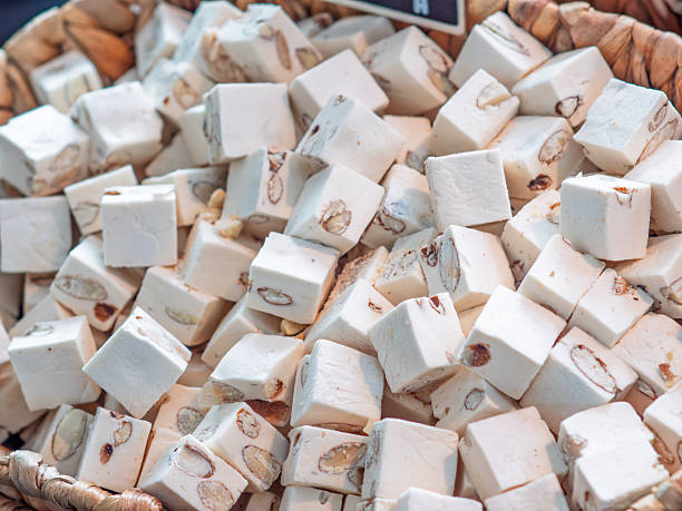 Paris, France: Stacked Blocks of Nougat Candy, Label and Price