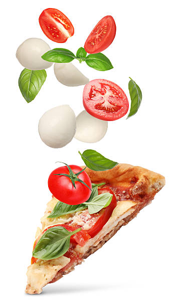 istock Caprese pizza and ingredients in air on white background 2247043242