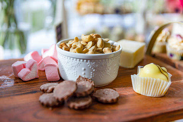 Assorted continental food and snacks close up
