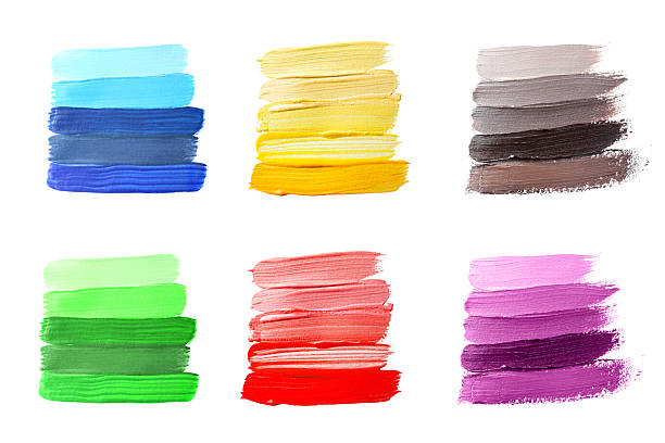 istock Paint strokes of different colors on white background, top view 2247073807