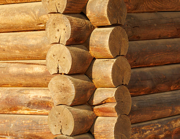 istock A log cabin has a wooden wall 2247082338