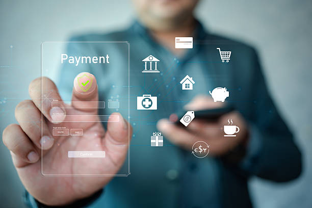 istock Person confirming secure online payment through a digital interface with a verification tick symbol 2247083254