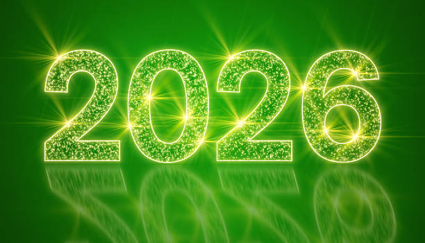Illustration of abstract neon light with the numbers 2026.