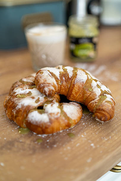 Close-Up of Homemade Pistachio Croissant