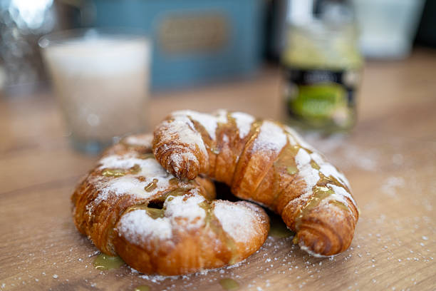 Homemade Pistachio Croissant Fresh from Oven