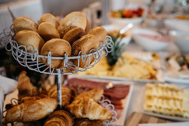 istock Breakfast buffet with fresh rolls and croissants. 2247090851