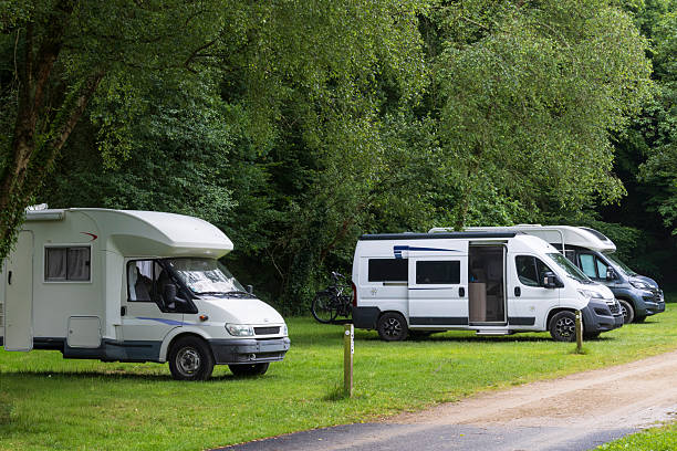 istock Row of camparevans at campsite 2247094324