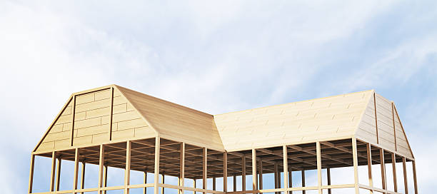 Old green wooden roof. Background.