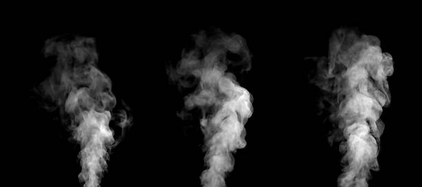 istock Realistic white smoke plumes rising on a black background, perfect for visual effects, product design, advertising, and creative projects that require natural vapor texture and atmospheric mood. 2247098301