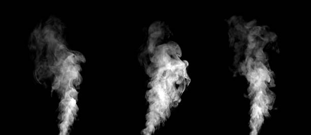 istock Realistic white smoke plumes rising on a black background, perfect for visual effects, product design, advertising, and creative projects that require natural vapor texture and atmospheric mood. 2247098580