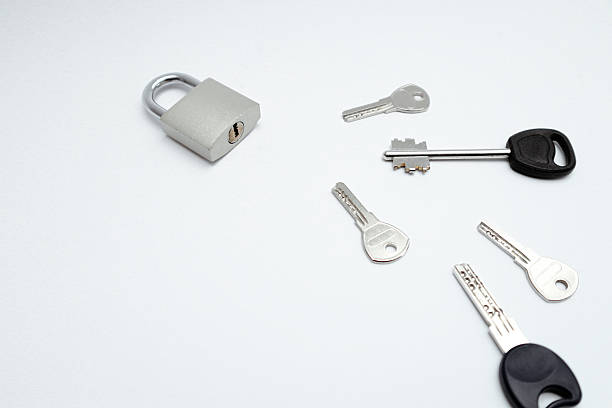 istock One padlock with many another keys. Many keys and one lock as concept. Different metal keys and one hinged steel padlock on a white background. 2247106807