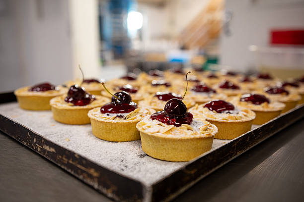 Cherry Almond Tarts on a Baking Tray
