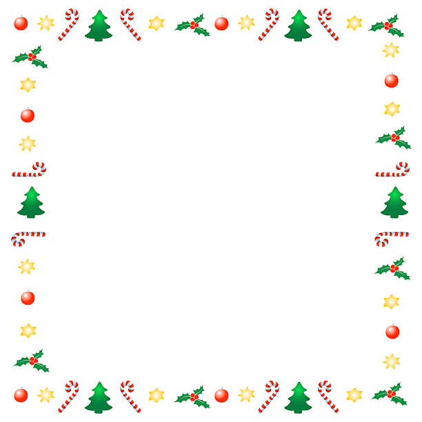 istock Vector frame of candy canes, stars, Christmas trees, holly berries. New year Xmas background, border for winter holidays decor, greeting cards 2247109360