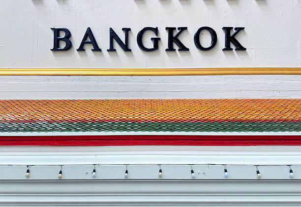 Bangkok sign on building wall in Bangkok, Thailand