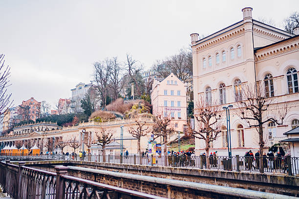 Beautiful cityscape on Karlovy Vary, the famous spa in Czech Republic.
