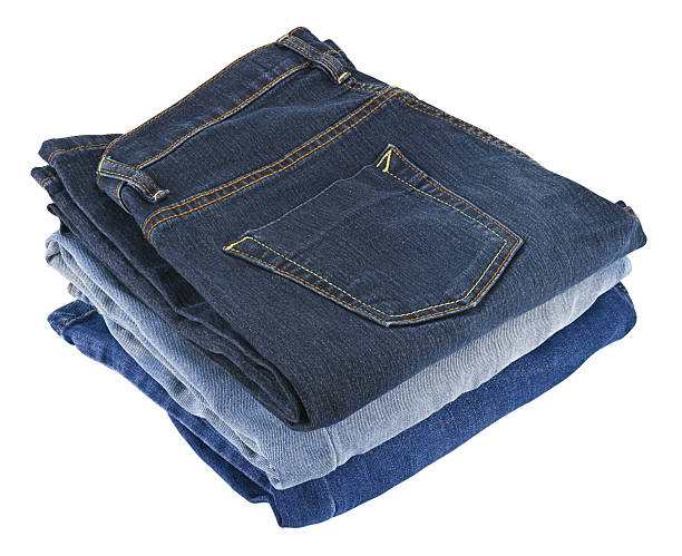 istock Stack blue jeans isolated on a white background. Full depth of field. 2247115927