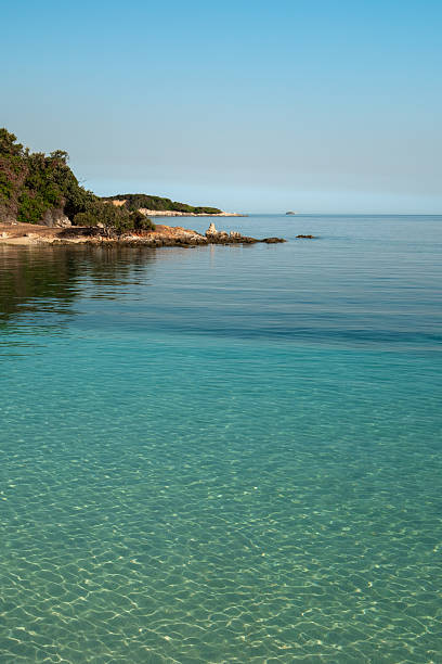 Turquoise Waves and White Sand Shoreline in Ksamil, Albania