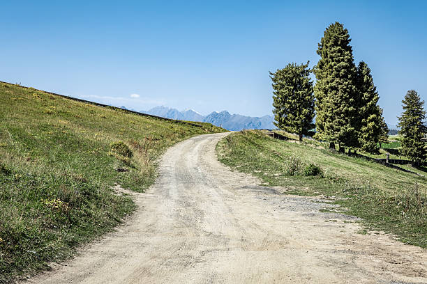 Panoramic Country Road over the Alps. Panorama made with 8 vertical images.