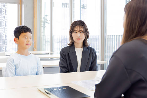 istock Parent and child interviewing teacher 2247127677