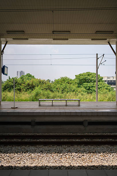 Train station at Bukit Mertajam Penang Malaysia. KTM station. Connection concept. Transportation concept. Travel Destination. Background wallpaper.