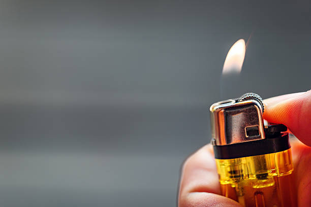 istock Flame emitted from a lighter, Close-up of flame switched on with lighter 2247130499